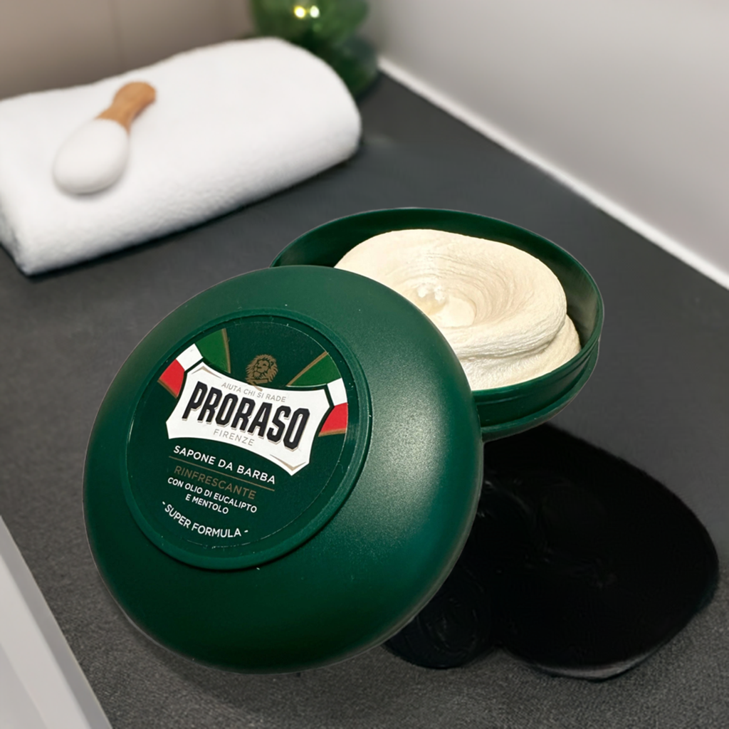 Rasierseife mit Eukalyptus-Öl und Menthol